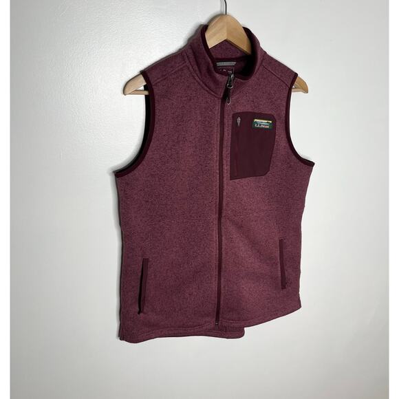 L.L. Bean Full Zip Vest Womens Medium Burgundy Purple Pockets Outdoor Hiking - Picture 2 of 8